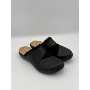 Clarks Collection Laurieann Kyla Black Leather Comfort Clogs Womens 8M New